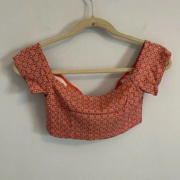 Free People Crop Top Off Shoulder Vermillionette Red Size Medium NWT - Picture 8 of 9